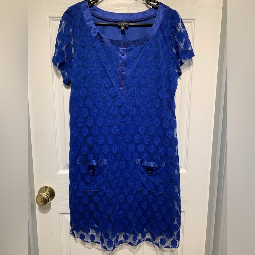 Enfocus Studio Royal Blue Polka Dot Midi Dress